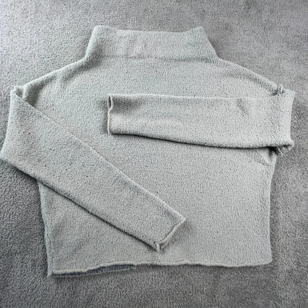 Free People Sweater Womens Small San Vicente Mock Neck Fuzzy Knit Grey Oversized - Picture 2 of 14